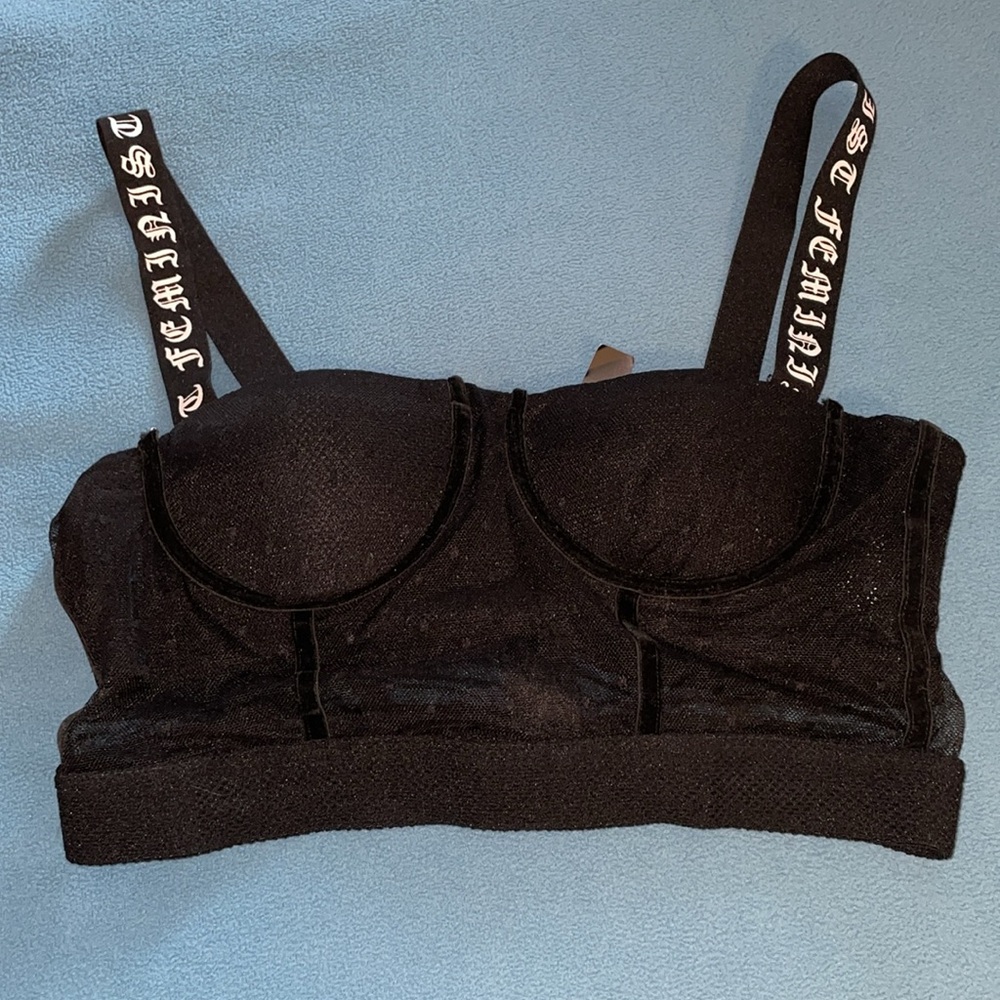 Forever 21 size L black bustier-style demi bra-NWT